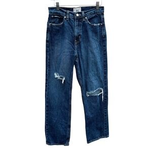 BDG Cowboy Jean Womens 28 Dark Wash Distressed High Rise Straight Leg Blue Denim